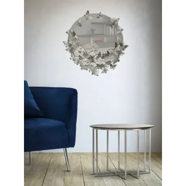LUSTRO FARFALLE Okrągłe Srebrne 74x4x75 cm